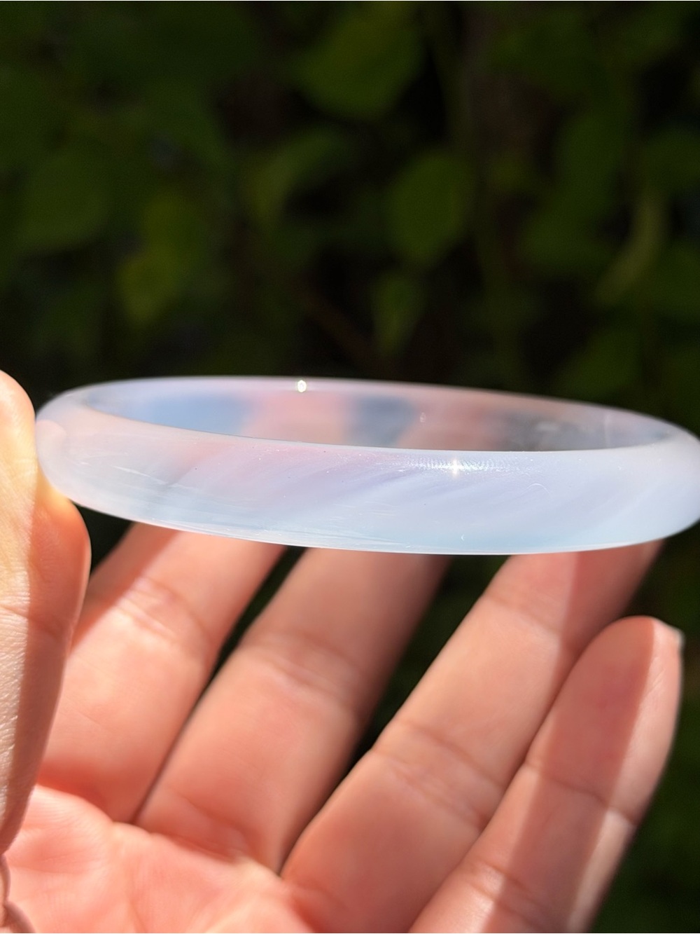 60.5mm inner diameter translucent white agate bangle 1828